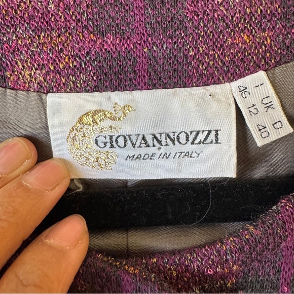 Giovannozzi Purple Plaid Gold Buttons Wool Blazer Made in Italy Size 12 - Picture 8 of 14